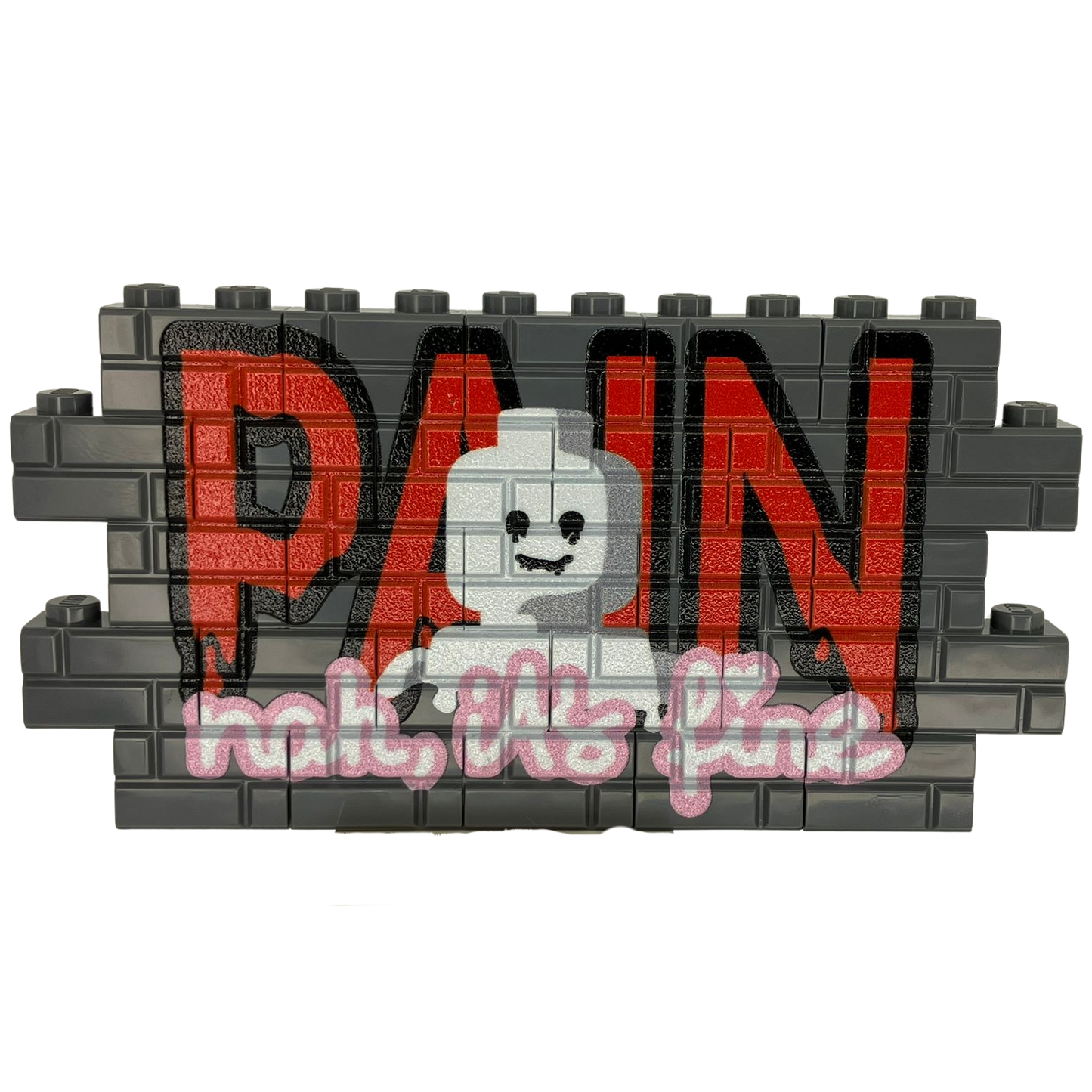 Custom LEGO® Graffiti-Wand „Pain“ – 1×12 Noppen – bedruckt - Brickhunter.shop