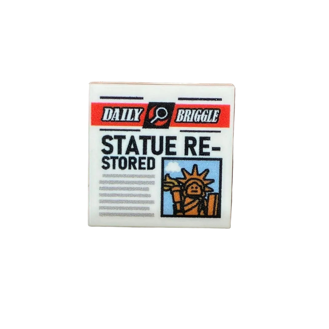 Custom LEGO® Tile 2x2 "Daily Briggle - STATUE RESTORED" bedruckt – Fan Design - Brickhunter.shop
