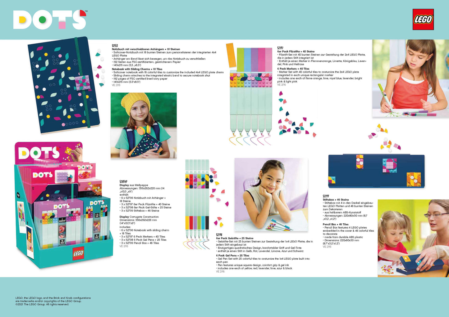 LEGO® DOTS Softcover-Notizbuch mit verschiebbarem Charm, 18 Teile - Brickhunter.shop