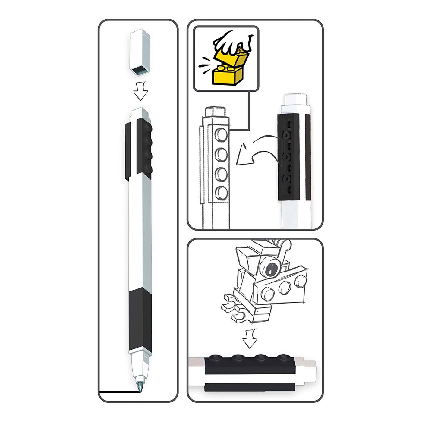LEGO® Gelstift mit LEGO-Figur, Schwarz – Geschenkverpackung - Brickhunter.shop