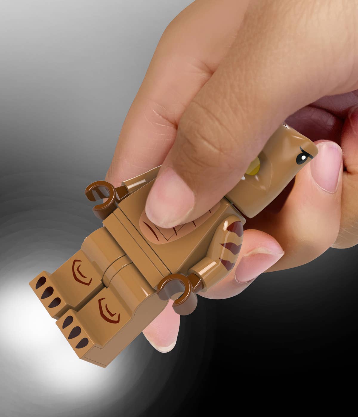 LEGO® Minifigures™ T-Rex Kostüm Fan Schlüsselanhänger mit Licht
