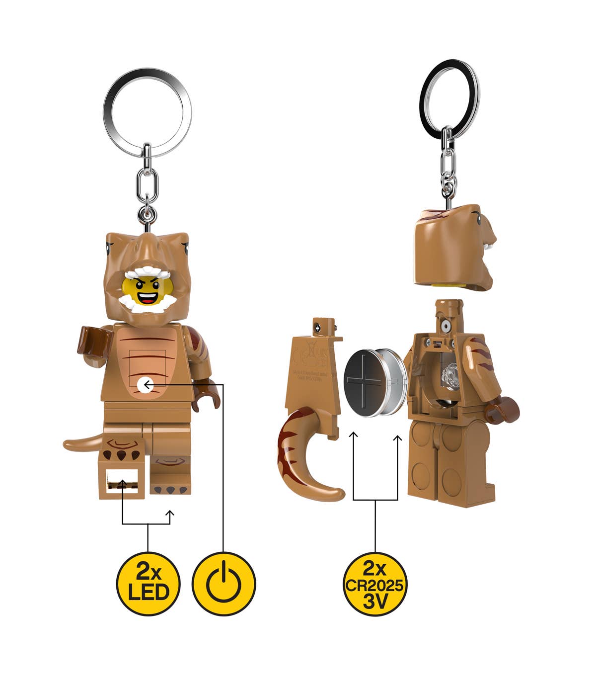 LEGO® Minifigures™ T-Rex Kostüm Fan Schlüsselanhänger mit Licht