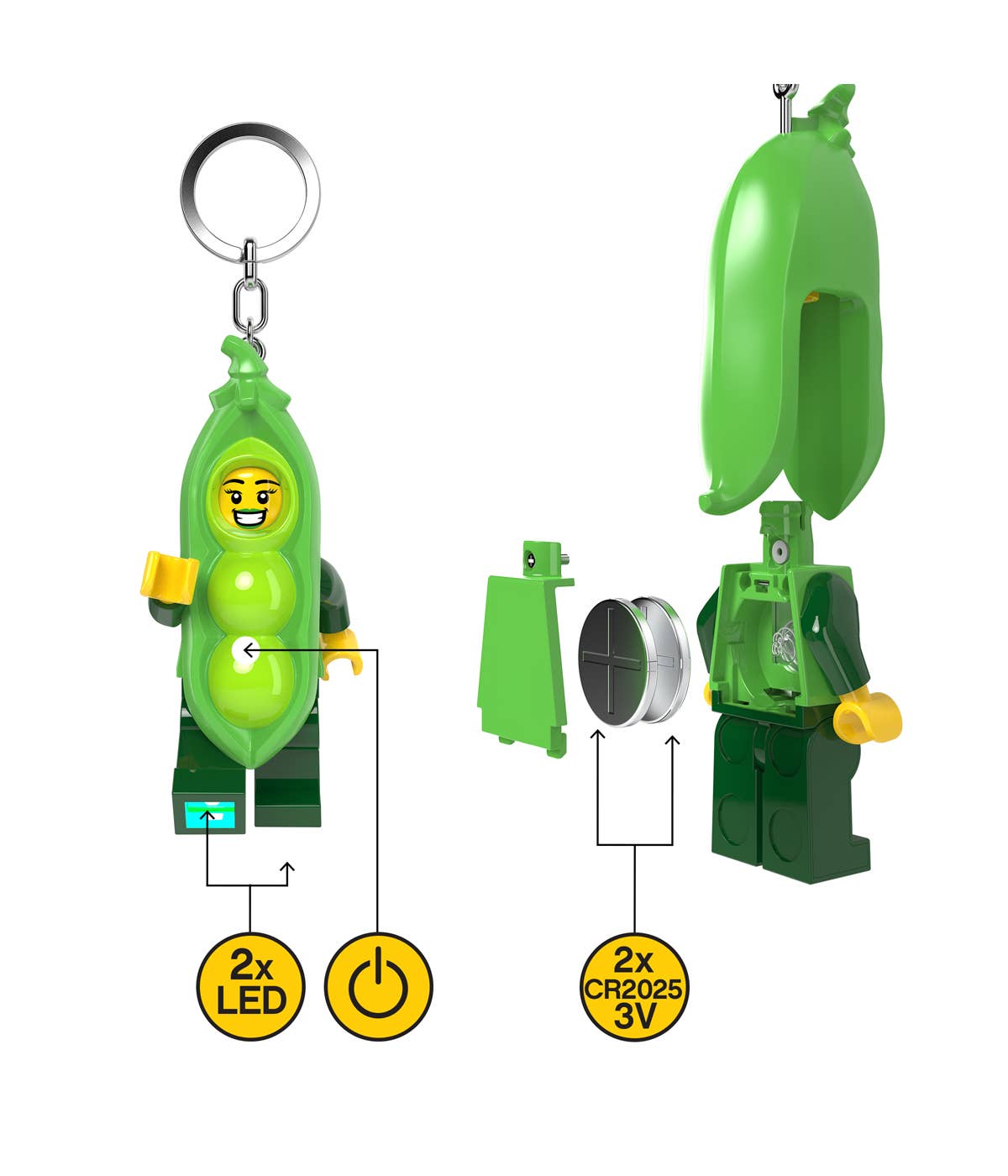 LEGO® Minifigures™ Erbsenschoten-Mädchen Schlüsselanhänger mit Licht