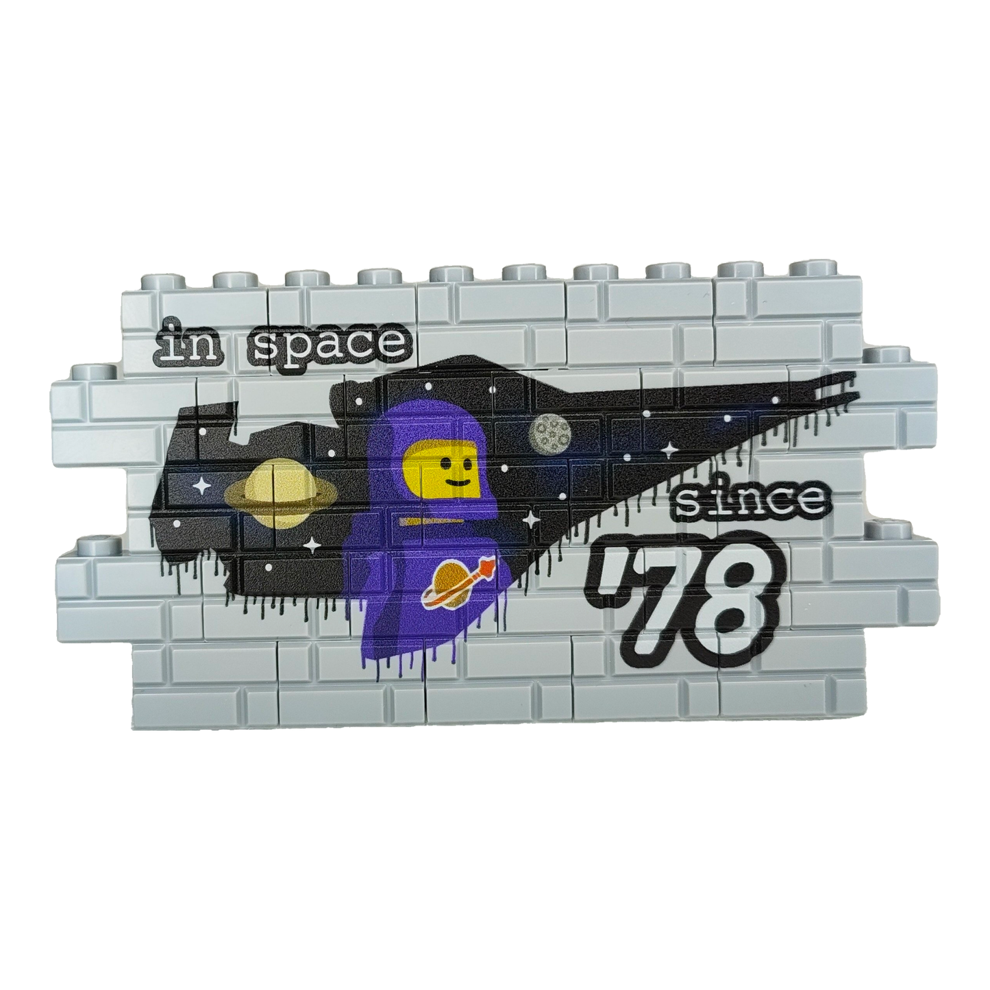 Custom LEGO® Graffiti-Wand „Classic Space“ – 1×12 Noppen – bedruckt - Brickhunter.shop