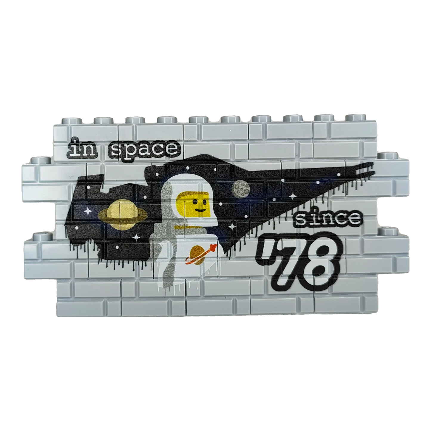 Custom LEGO® Graffiti-Wand „Classic Space“ – 1×12 Noppen – bedruckt - Brickhunter.shop