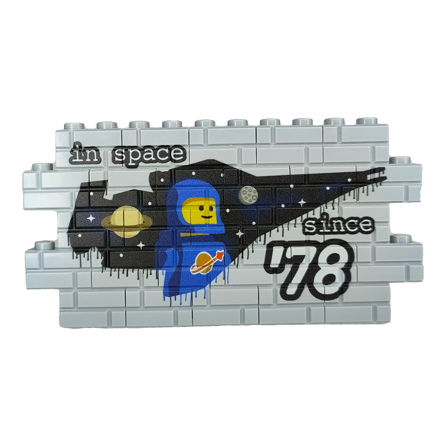 Custom LEGO® Graffiti-Wand „Classic Space“ – 1×12 Noppen – bedruckt - Brickhunter.shop