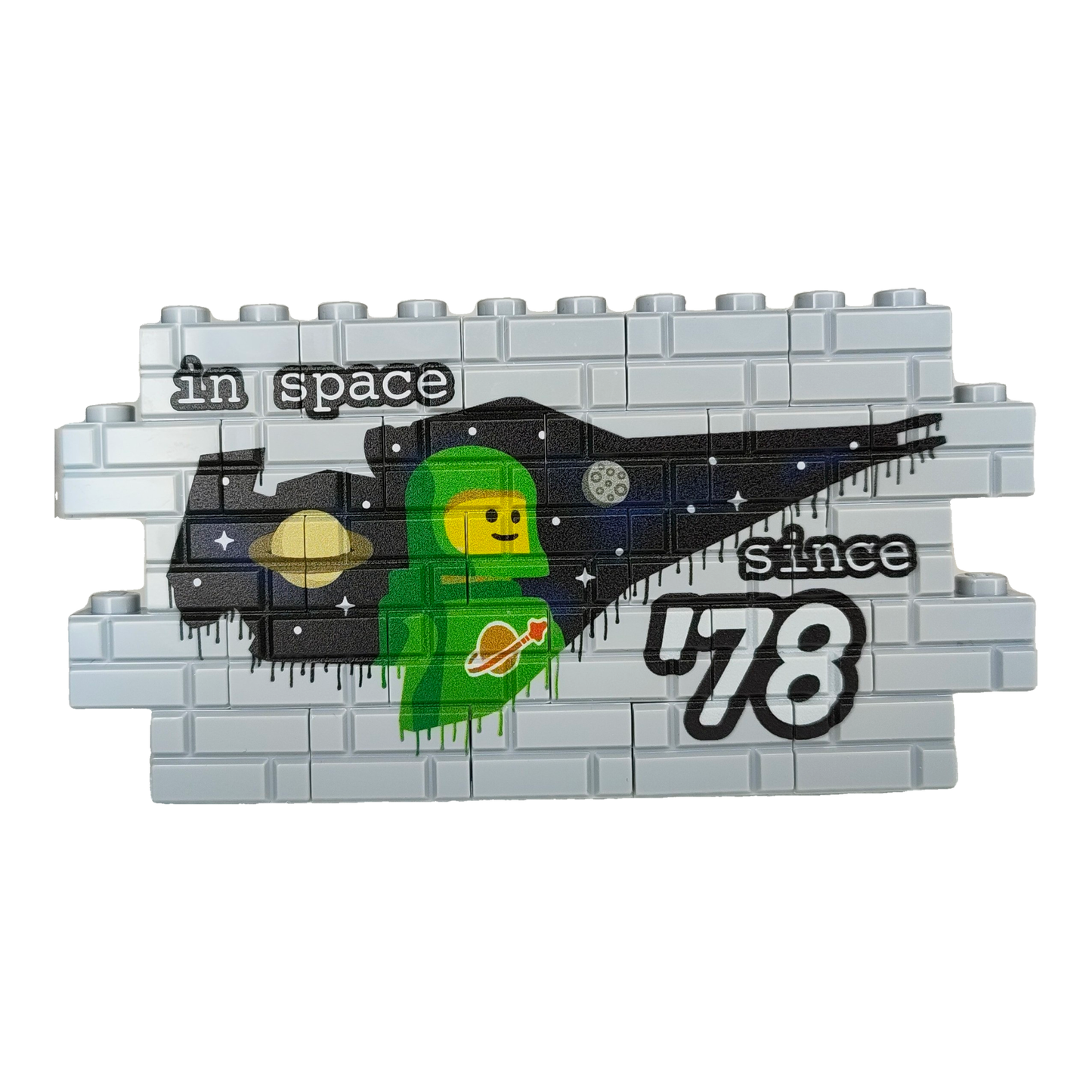 Custom LEGO® Graffiti-Wand „Classic Space“ – 1×12 Noppen – bedruckt - Brickhunter.shop