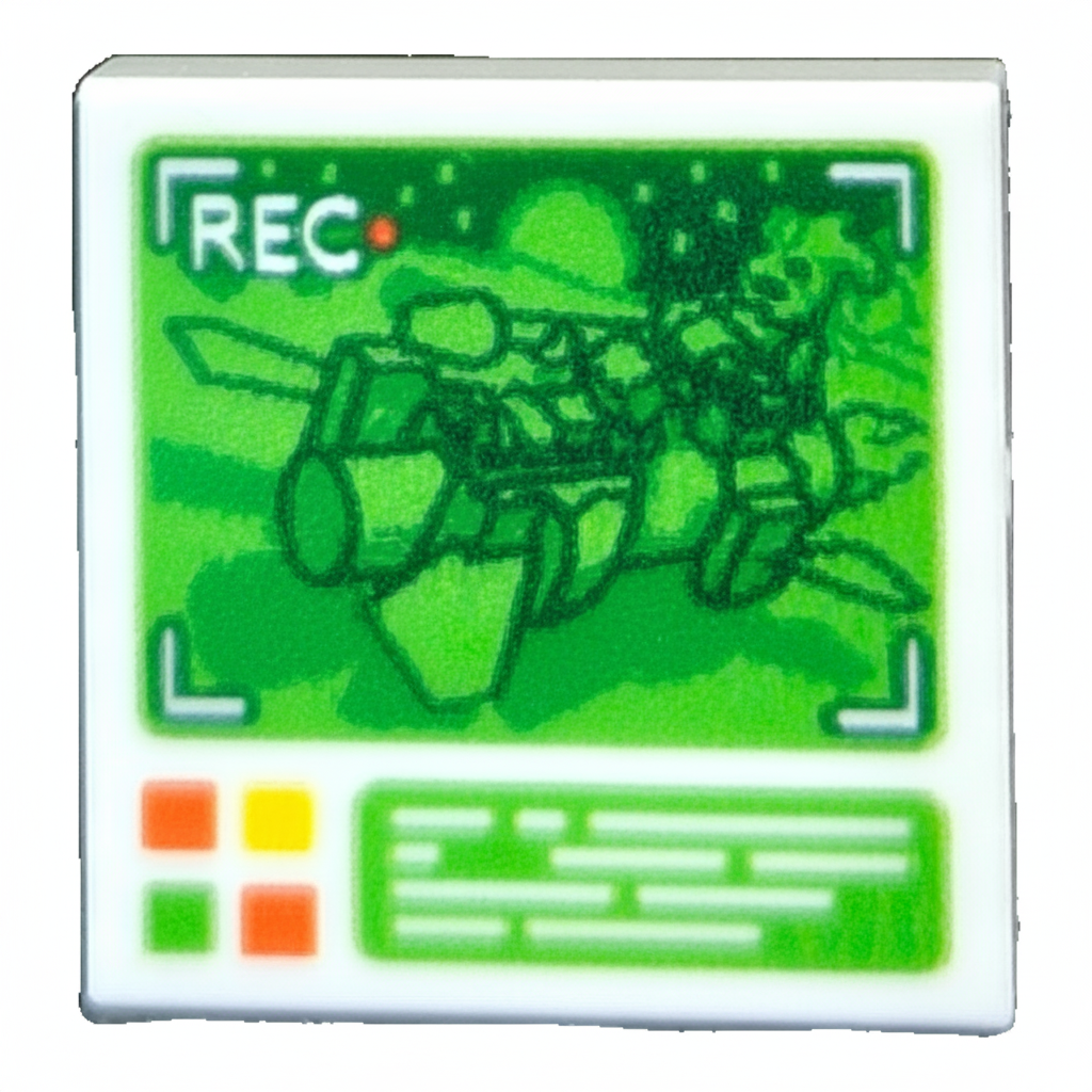 Custom LEGO® Tile 2x2 "Retro Kontrollbildschirm" bedruckt – Fan Design - Brickhunter.shop