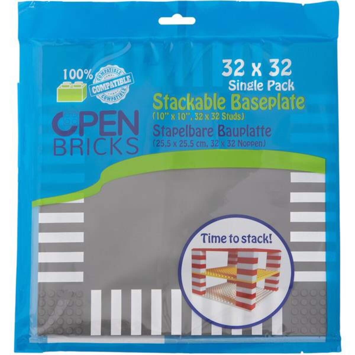 Open Bricks Straßenplatte 32x32 Kreuzung grey 1 - Brickhunter.shop