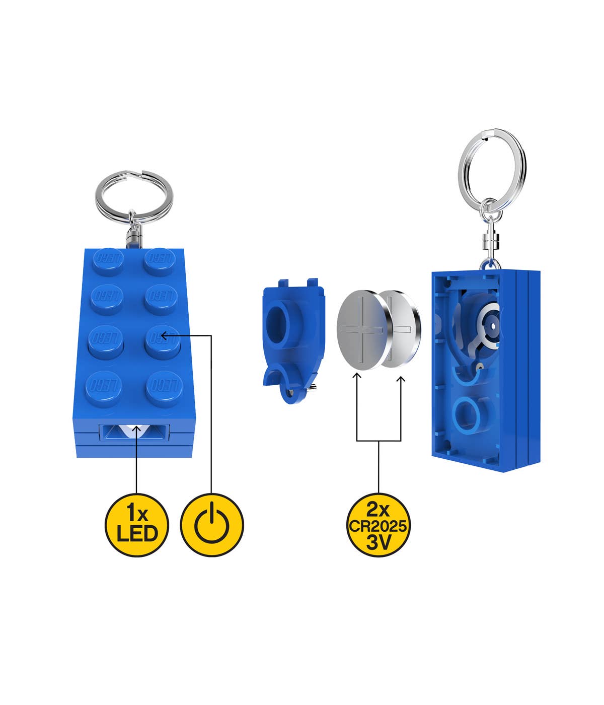LEGO® 2x4 Stein Blau Schlüsselanhänger mit Licht
