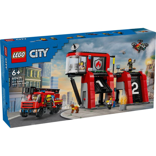 LEGO® City 60414 fire station with turntable ladder vehicle