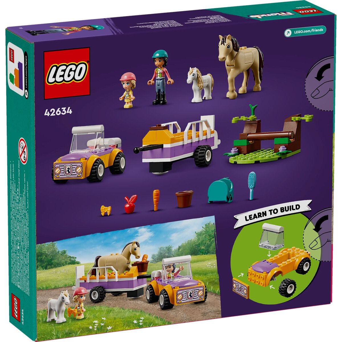 LEGO® Friends 42634 Pferde- und Pony-Anhänger, Perde-Spielzeug mit Figuren